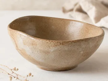 Natural clay ceramic bowl